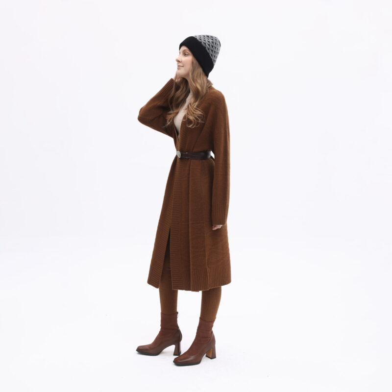 Manteau long en cachemire maille dense