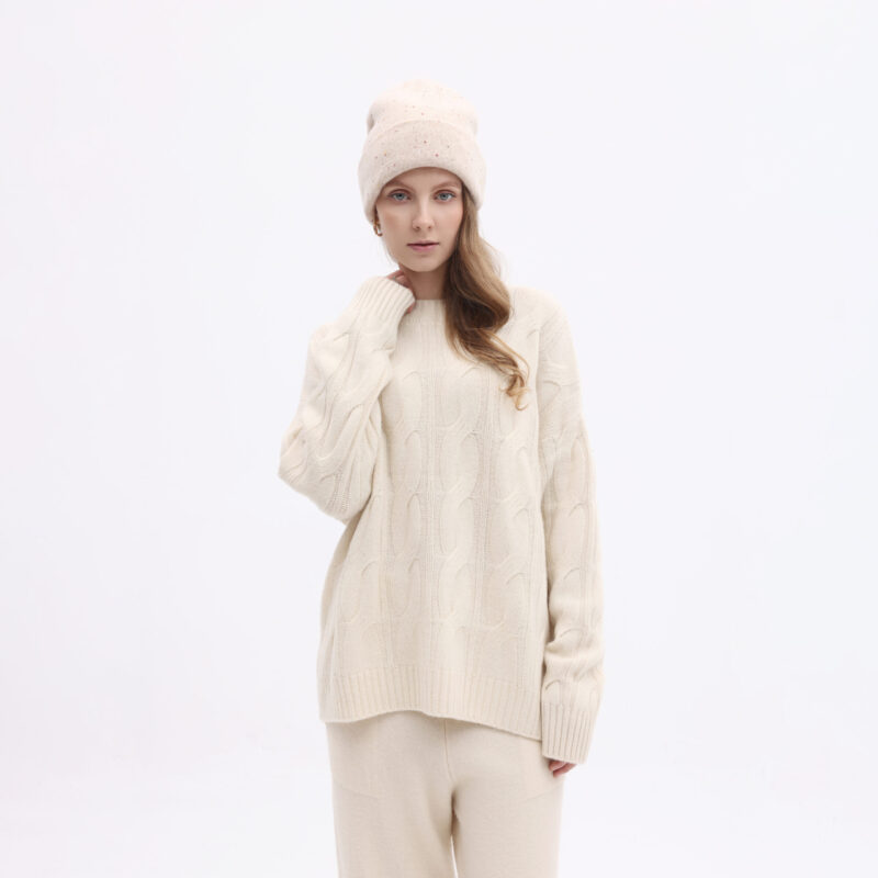 Pull col rond en cachemire maille fine