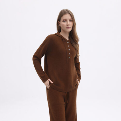 Pull à capuche en pur cachemire